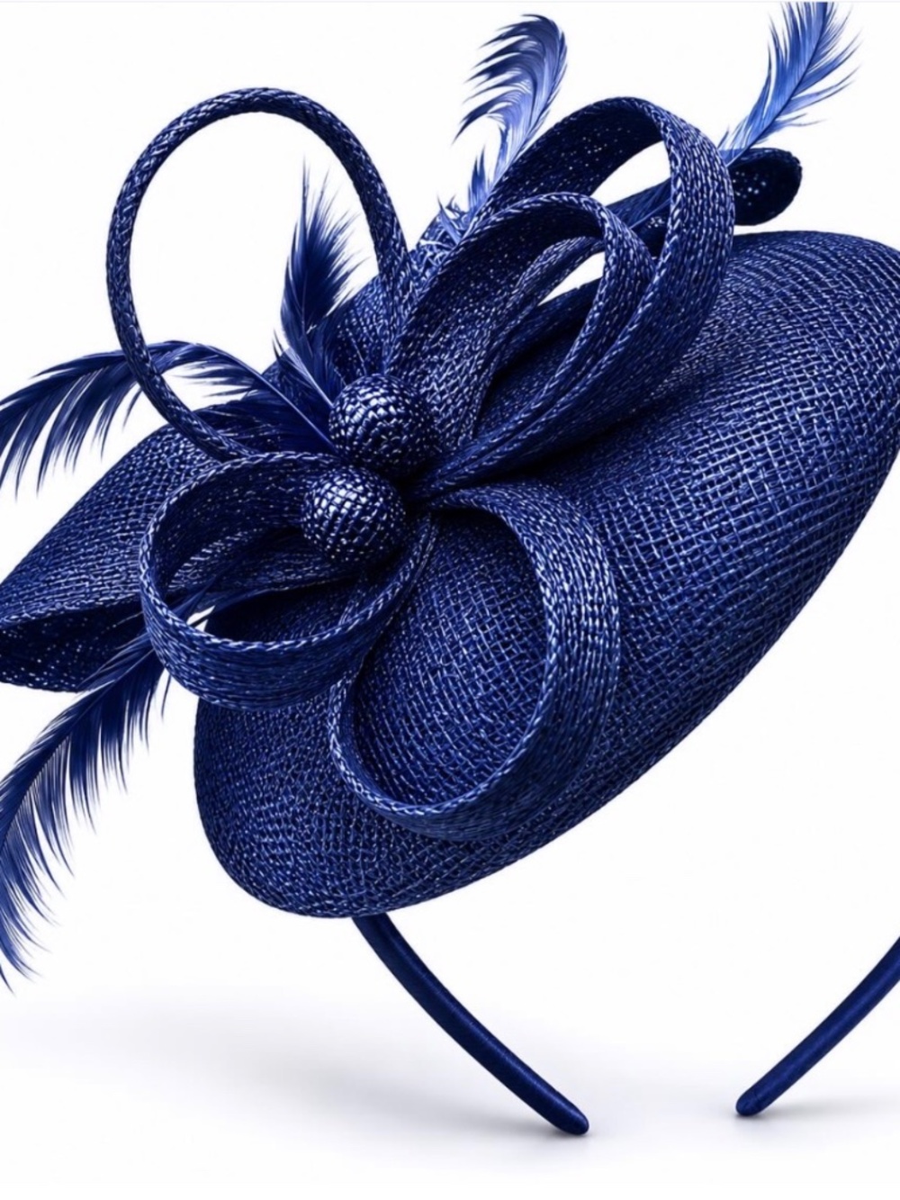 Handmade Navy Blue Feather Fascinator